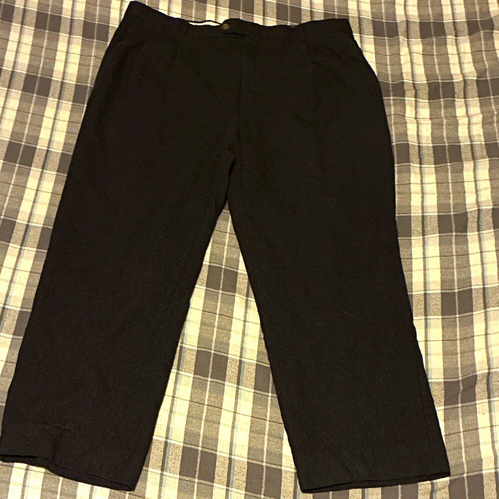 Vintage Burberry London Wool Men’s Black Pleated  Dress Pants Straight Leg 36